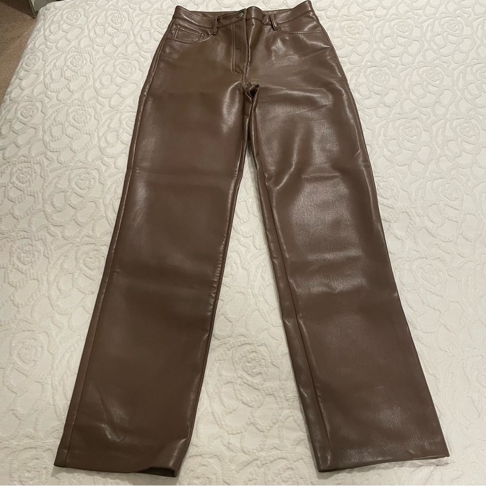 Chocolate Brown Faux Leather Pants - Aritzia Melina Pants